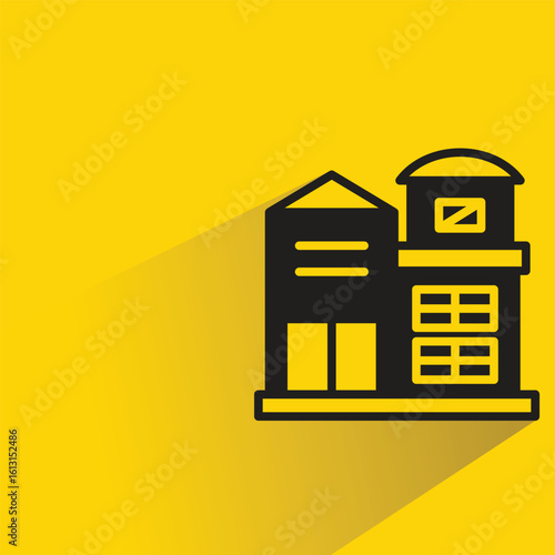 house icon with shadow on yellow background