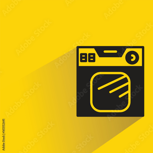 electric oven icon with shadow on yellow background