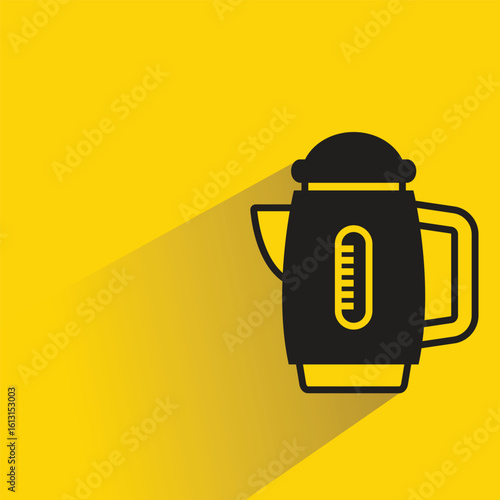 tea kettle icon with shadow yellow background