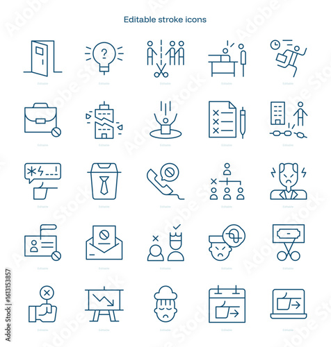 Dismissal stroke icon. Dismissal line icon set. editable stroke icon pack