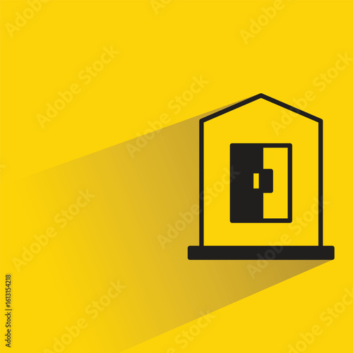 house icon with shadow on yellow background