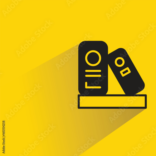 bookshelf icon with shadow on yellow background