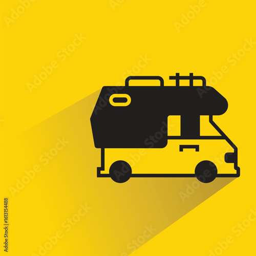 recreational vehicle icon with shadow on yellow background