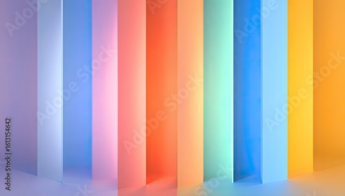 Abstract vibrant vertical panels in pastel hues