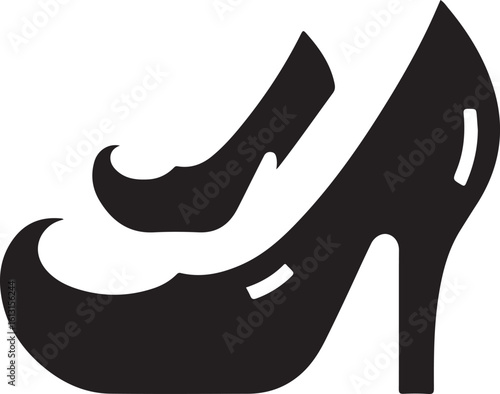 Black witch shoes silhouette elegant pointed toe high heel vector
