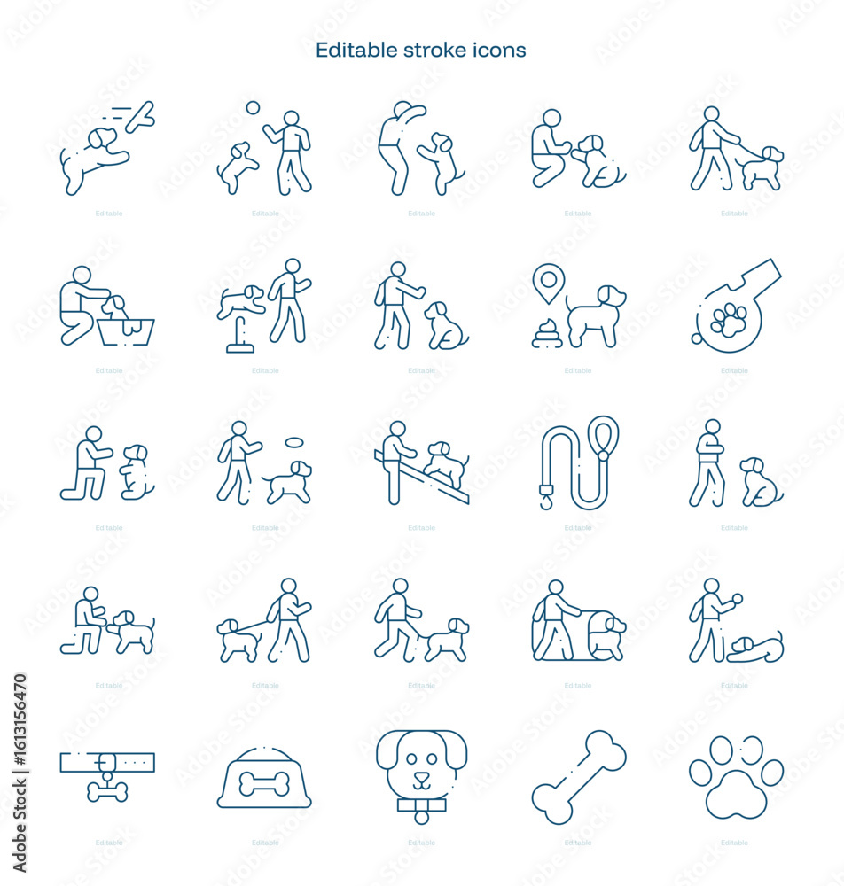 Fototapeta premium Dog Training stroke icon. Dog Training line icon set. editable stroke icon pack