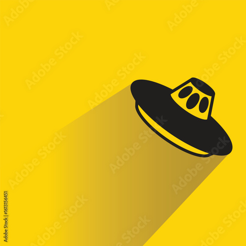 UFO icon with shadow yellow background