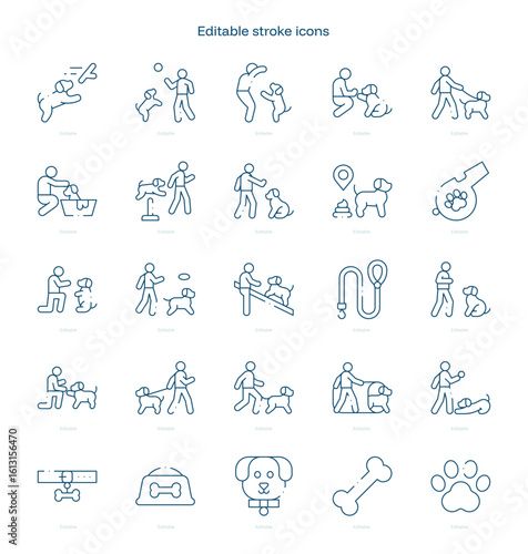 Dog Training stroke icon. Dog Training line icon set. editable stroke icon pack