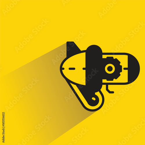 space gun with shadow on yellow background