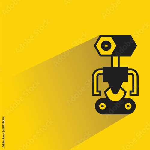 robot icon with shadow on yellow background