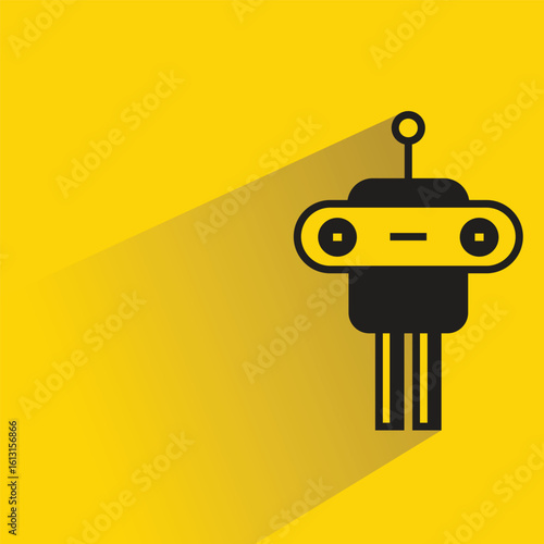 robot icon with shadow on yellow background