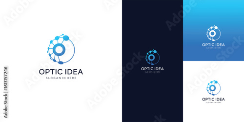 Eye technology logo design , science retina scan eye vector template 
