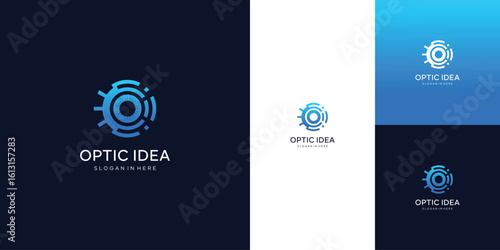 Eye technology logo design , media vision vector template