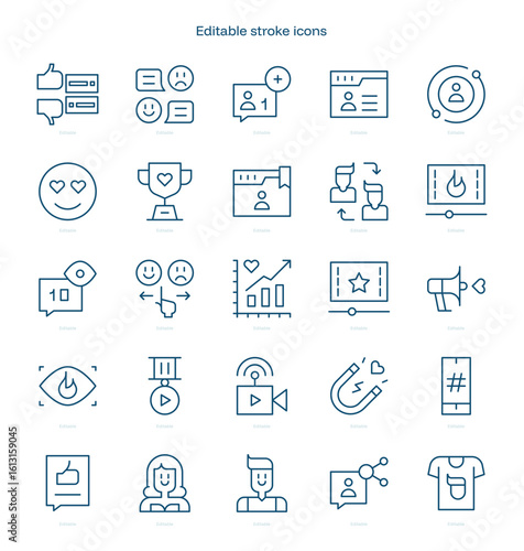 Followers stroke icon. Followers line icon set. editable stroke icon pack