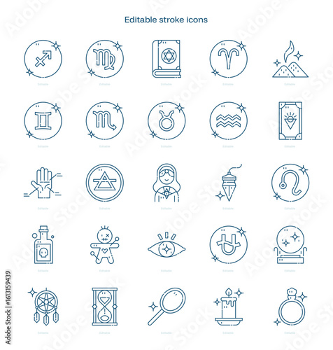 Fortune Teller stroke icon. Fortune Teller line icon set. editable stroke icon pack