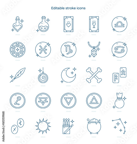 Fortune Teller stroke icon. Fortune Teller line icon set. editable stroke icon pack