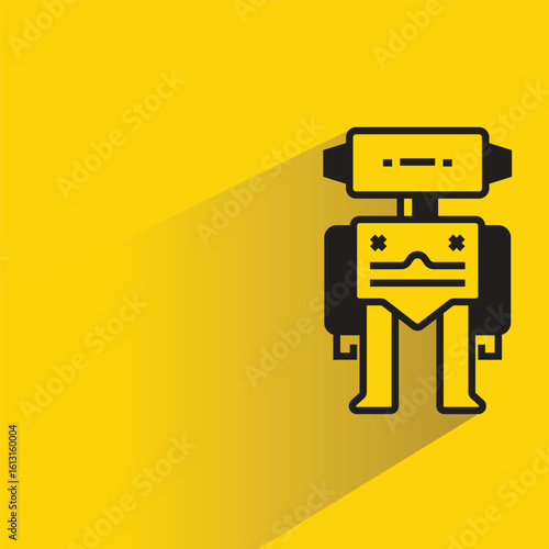 robot avatar with shadow on yellow background