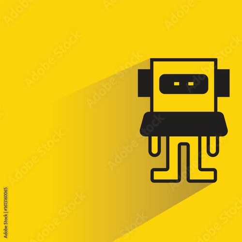 robot character with shadow on yellow background