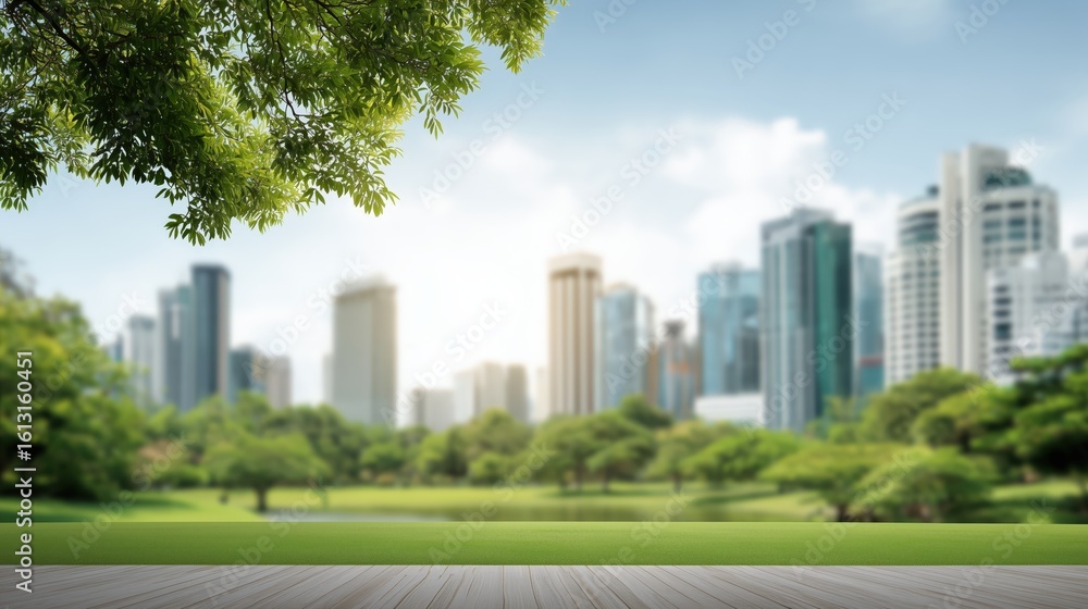 Obraz premium Urban landscape photography city skyline and green park views modern environment aerial perspective for nature lovers