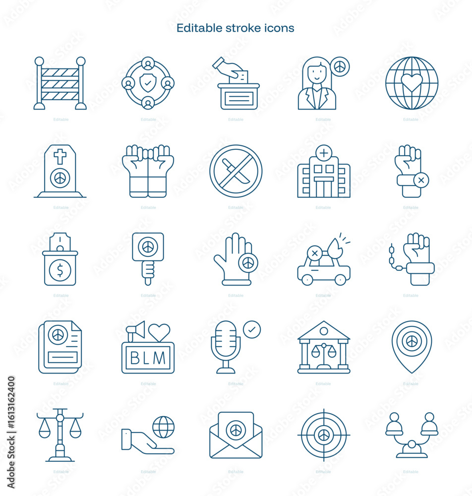 Fototapeta premium Human Rights stroke icon. Human Rights line icon set. editable stroke icon pack