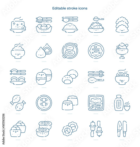 Japan stroke icon. Japan line icon set. editable stroke icon pack