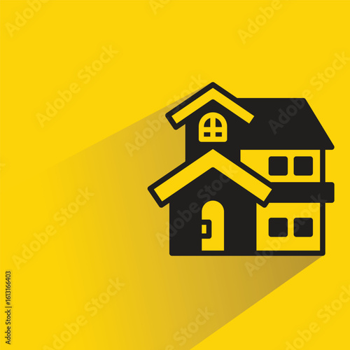 house icon with shadow on yellow background