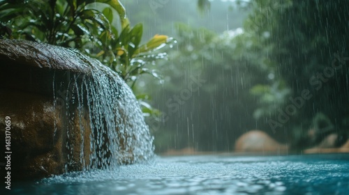 Wallpaper Mural Beautiful natural waterfall in tropical forest for nature travel destination and environmental relaxation background Torontodigital.ca