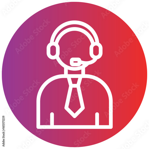 Telemarketer Line Icon Style