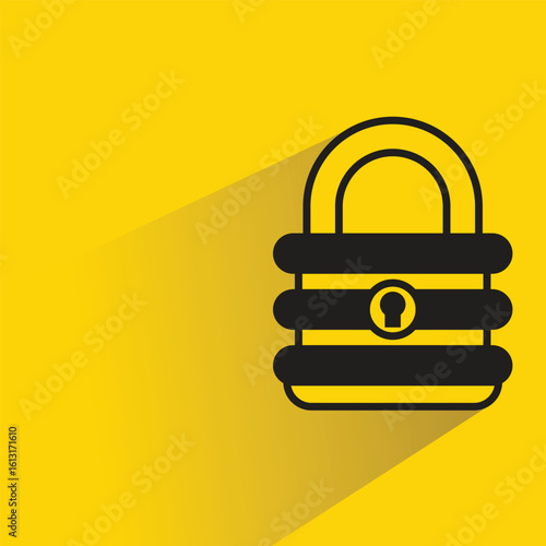 padlock icon with shadow on yellow background