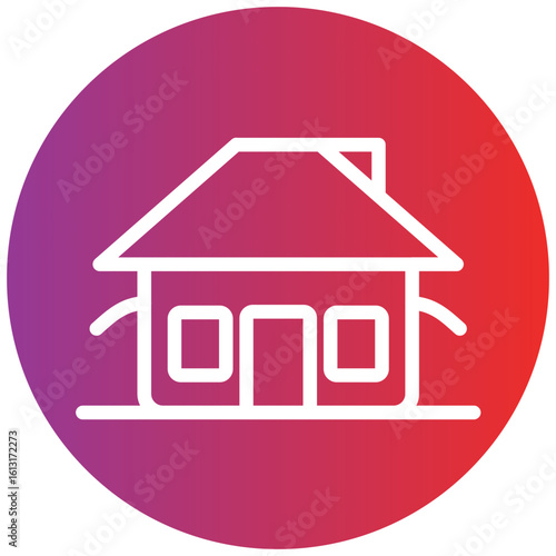Bungalow Line Icon Style