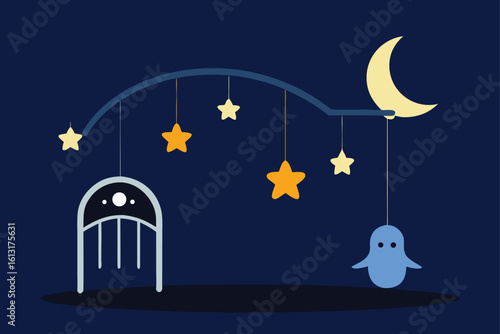 moon and stars on the roof