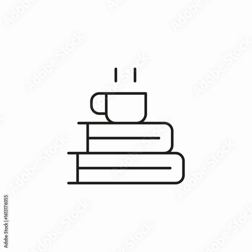 books and coffee icon sign vector