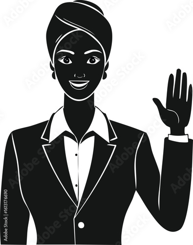 Public Figure Waving Silhouette on White

