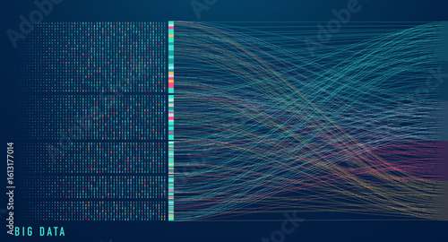 Abstract infographics visualization. Big data code representation. Futuristic network or business analytics. Graphic concept for your design