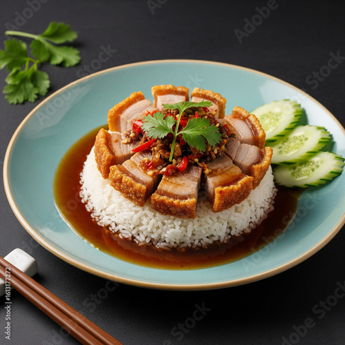 Gourmet Thai Crispy Pork Belly (Khao Moo Krob) - Professional Food Photography