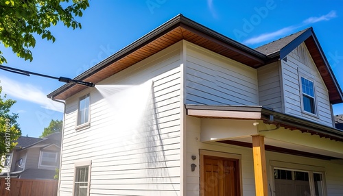 Exterior house cleaning with high-pressure water