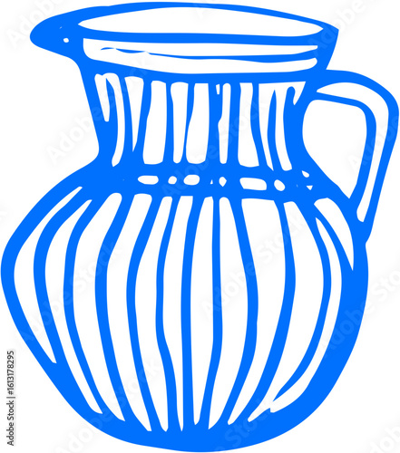 Pitcher with handle in minimalist outline