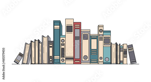 A Vibrant Collection of Books Standing Tall in a Library Display