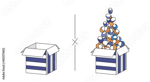 Visualizing the Impact of Quantity on Storage and Overflowing Capacity in Boxes
