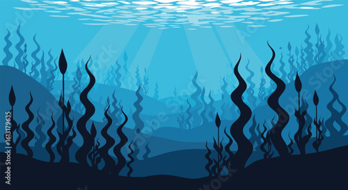 Tranquil Underwater Aquatic Plant Life Illuminated by Sunbeams