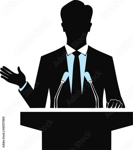 Leader Giving Political Speech Silhouette Artwork

