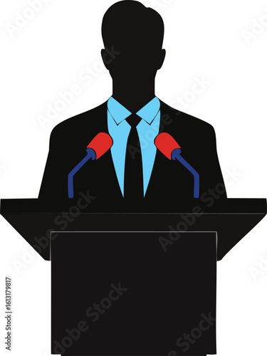 Political Speaker Giving Speech Silhouette Design

