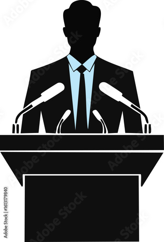 Politician at Podium Silhouette Illustration

