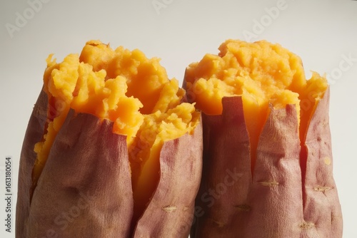 Baked Sweet Potatoes with Fluffy Orange Flesh purple skin