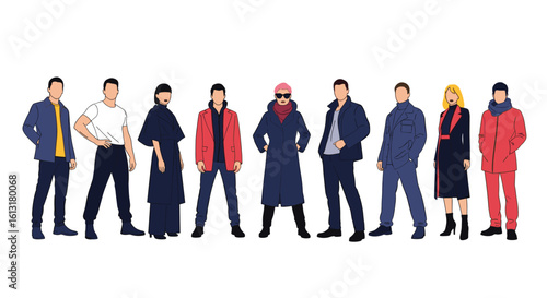 Diverse Group of Stylish Individuals Showcasing Modern Fashion Trends
