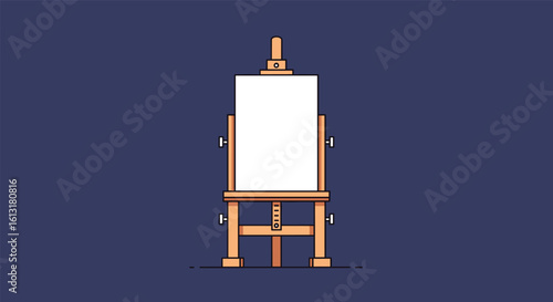 Wooden easel with blank canvas in artistic studio setting awaiting creative inspiration