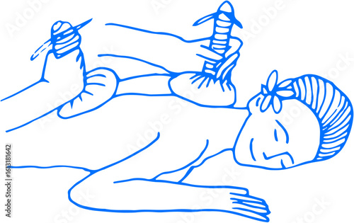 A person receiving a head massage