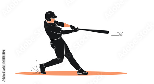 Dynamic Baseball Player Captures Action Shot of Hitting a Ball with Great Force