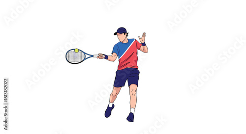 Man Playing Tennis With Full Swing Executing A Powerful Forehand Shot