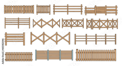 Collection Of Various Wooden Fence Styles For Outdoor Property Boundaries